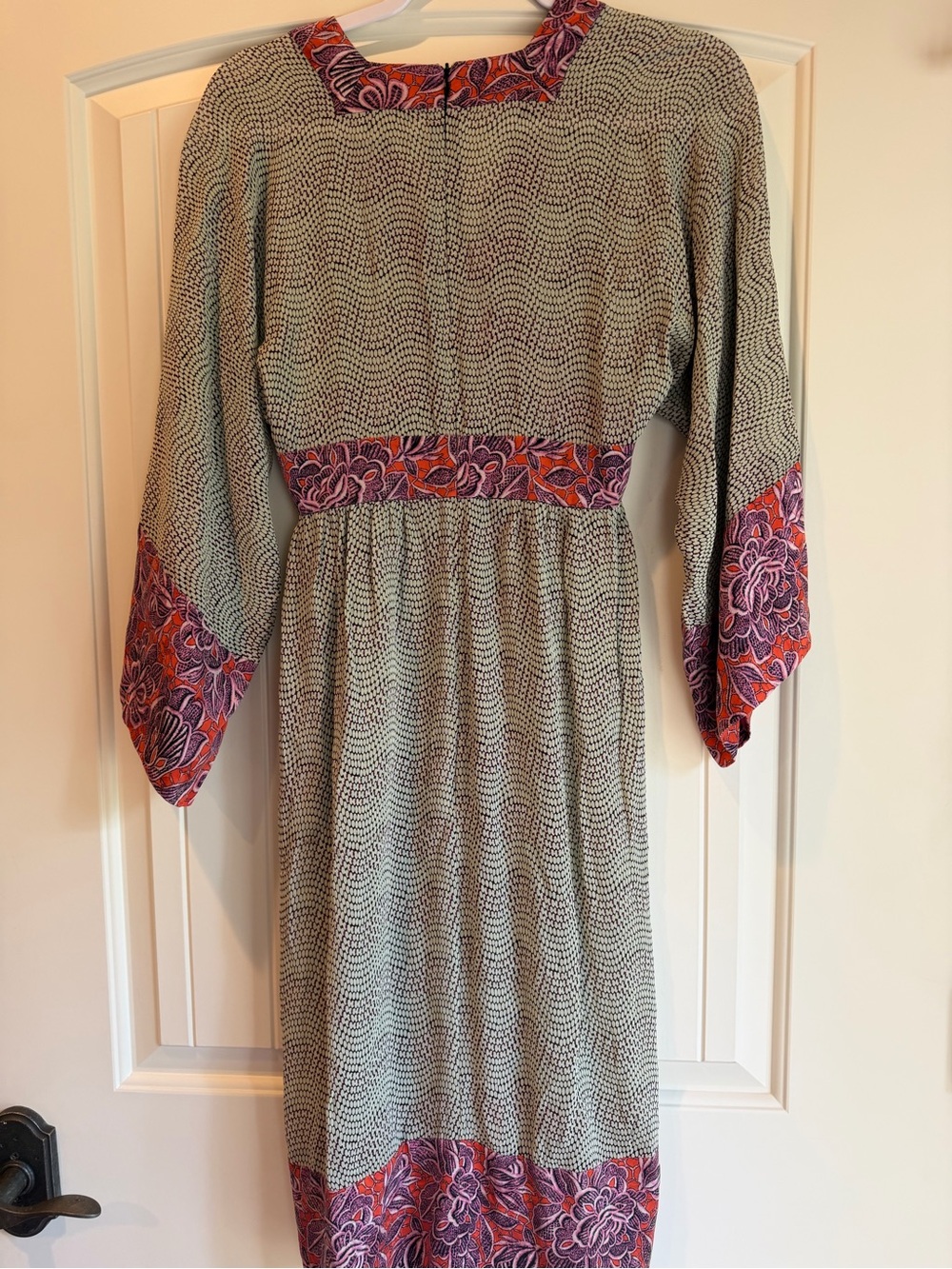 Duro Olowu London Silk Mixed Print V-Neck Midi Dress Size 36 / US 4 Artisanal - Picture 6 of 15